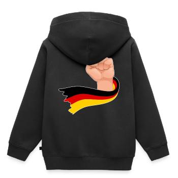 German Hero German Flag Fist Germany - Kids Premium Organic Hoodie - black - Back - AI Model Kid Male (0cm)