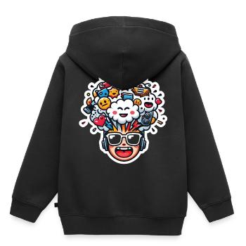 Jugendchaos - Kopf voller Träume - Kinder Premium Organic Hoodie - Schwarz - Hinten - AI Model Kid Male (0cm)