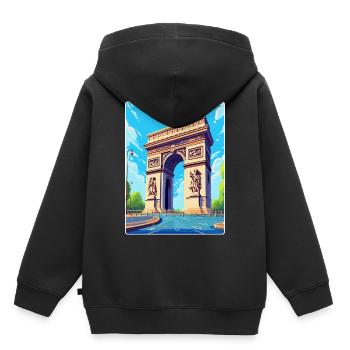 Arc De Triomphe Paris Frankreich Vintage Reiseposter - Kinder Premium Organic Hoodie - Schwarz - Hinten - AI Model Kid Male (0cm)