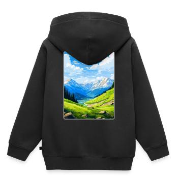 Pyrenäen-Nationalpark Frankreich Reiseplakat WPA - Kinder Premium Organic Hoodie - Schwarz - Hinten - AI Model Kid Male (0cm)