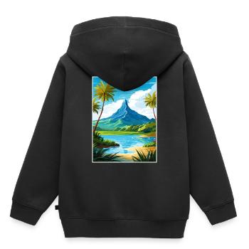 Bora Französisch-Polynesien Vintage Reiseposter - Kinder Premium Organic Hoodie - Schwarz - Hinten - AI Model Kid Male (0cm)