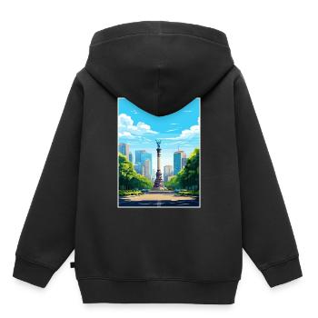 Mexiko-Stadt Vintage Reiseplakat Souvenir - Kinder Premium Organic Hoodie - Schwarz - Hinten - AI Model Kid Male (0cm)
