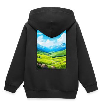Pyrenäen-Nationalpark Frankreich Reiseplakat WPA - Kinder Premium Organic Hoodie - Schwarz - Hinten - AI Model Kid Male (0cm)