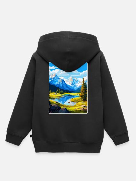Affiche de voyage vintage du parc national d’Ecrins France - Sweat Premium à capuche enfant bio - noir