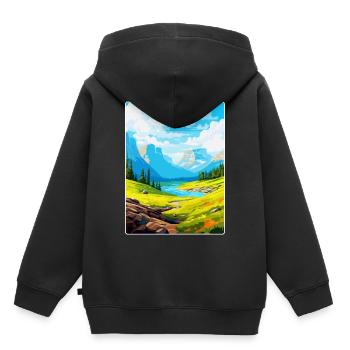 Pyrenäen-Nationalpark Frankreich Reiseplakat WPA - Kinder Premium Organic Hoodie - Schwarz - Hinten - AI Model Kid Male (0cm)