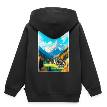 Berchtesgaden Allemagne Affiche de voyage vintage WPA - Sweat Premium à capuche enfant bio - noir - Dos - AI Model Kid Male (0cm)