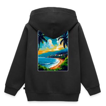 Côte d’Azur France Côte d’Azur France Affiche - Sweat Premium à capuche enfant bio - noir - Dos - AI Model Kid Male (0cm)