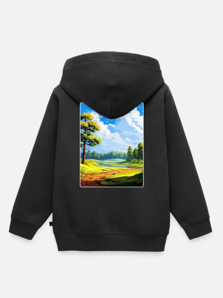Forêt De Fontainebleau France Affiche De Voyage WPA - Sweat Premium à capuche enfant bio - noir