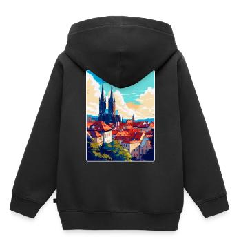 Brünn Tschechische Republik Vintage Reiseplakat Souvenir - Kinder Premium Organic Hoodie - Schwarz - Hinten - AI Model Kid Male (0cm)