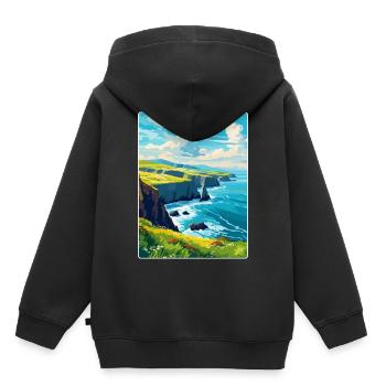 Péninsule de Dingle Irlande Royaume-Uni Affiche de voyage vintage - Sweat Premium à capuche enfant bio - noir - Dos - AI Model Kid Male (0cm)
