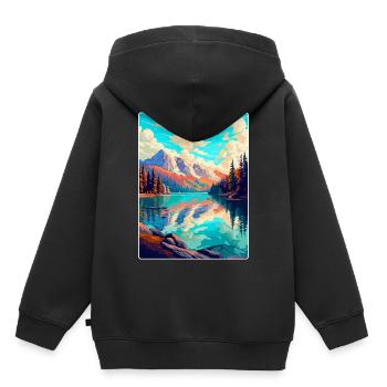 Caumasee Schweiz Vintage Reiseposter WPA Art - Kinder Premium Organic Hoodie - Schwarz - Hinten - AI Model Kid Male (0cm)