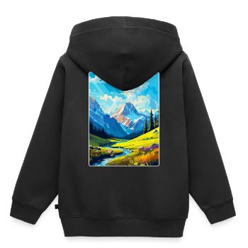 Berge Polen Vintage Reise Poster WPA - Kinder Premium Organic Hoodie - Schwarz - Hinten - AI Model Kid Male (0cm)