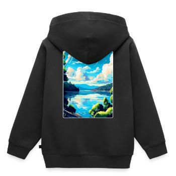 Souvenir de l’affiche de voyage vintage de l’Europe sur le Danube - Sweat Premium à capuche enfant bio - noir - Dos - AI Model Kid Male (0cm)