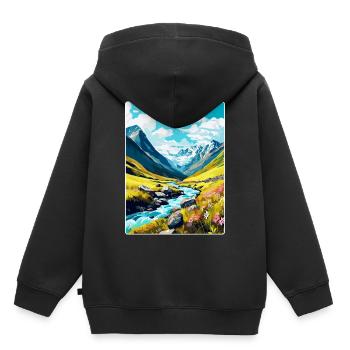 Hohe Tauern Österreich Vintage Reiseplakat Souvenir - Kinder Premium Organic Hoodie - Schwarz - Hinten - AI Model Kid Male (0cm)