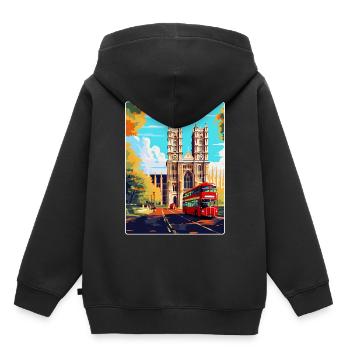 Westminster Abbey London England Uk Travel Poster - Kids Premium Organic Hoodie - black - Back - AI Model Kid Male (0cm)