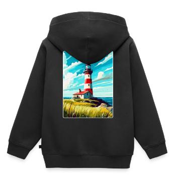 Plymouth England Uk Vintage Reiseplakat Souvenir - Kinder Premium Organic Hoodie - Schwarz - Hinten - AI Model Kid Male (0cm)