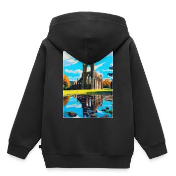 Bolton Abbey England Uk Travel Poster Souvenir WPA - Kids Premium Organic Hoodie - black - Back - AI Model Kid Male (0cm)