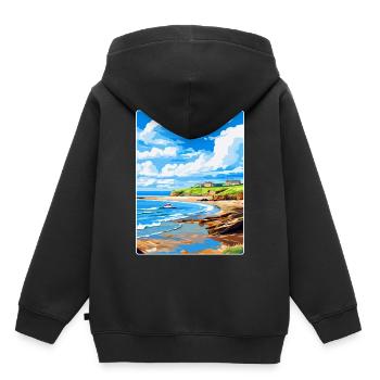 Bude Cornwall, England, Vereinigtes Königreich, Reiseposter, Souvenir - Kinder Premium Organic Hoodie - Schwarz - Hinten - AI Model Kid Male (0cm)