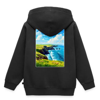 Péninsule de lézard, Cornouailles, Angleterre, Royaume-Uni, Affiche de voyage - Sweat Premium à capuche enfant bio - noir - Dos - AI Model Kid Male (0cm)