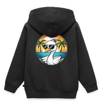 Cygne Drôle Dessin Animé Plage D’été Lunettes De Soleil Autocollant - Sweat Premium à capuche enfant bio - noir - Dos - AI Model Kid Male (0cm)