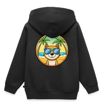 Katze Lustige Cartoon Sommer Strand Sonnenbrille Aufkleber - Kinder Premium Organic Hoodie - Schwarz - Hinten - AI Model Kid Male (0cm)
