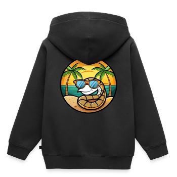 Serpent Drôle Dessin Animé Plage D’été Lunettes De Soleil Cool - Sweat Premium à capuche enfant bio - noir - Dos - AI Model Kid Male (0cm)