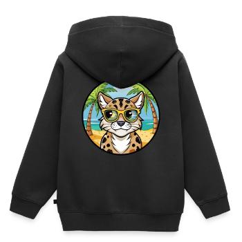 Brume tachetée australienne Race de chat Cartoon Beach - Sweat Premium à capuche enfant bio - noir - Dos - AI Model Kid Male (0cm)