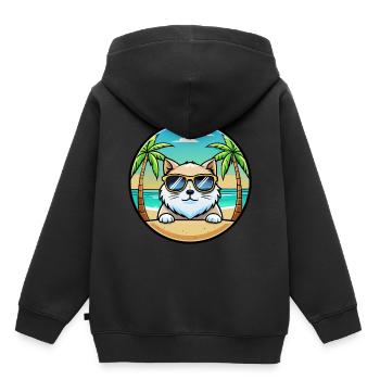 Himalaya-Katzenrasse Cartoon-Sonnenbrille Strand - Kinder Premium Organic Hoodie - Schwarz - Hinten - AI Model Kid Male (0cm)