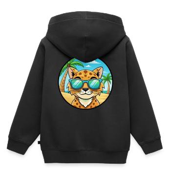 Brume tachetée australienne Race de chat Cartoon Beach - Sweat Premium à capuche enfant bio - noir - Dos - AI Model Kid Male (0cm)