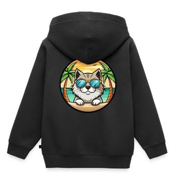Himalaya-Katzenrasse Cartoon-Sonnenbrille Strand - Kinder Premium Organic Hoodie - Schwarz - Hinten - AI Model Kid Male (0cm)