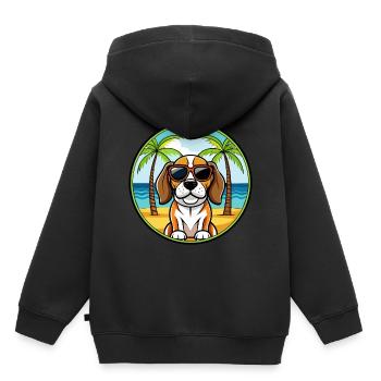 Beagle Harrier Chien Race Dessin Animé Lunettes de soleil Plage - Sweat Premium à capuche enfant bio - noir - Dos - AI Model Kid Male (0cm)