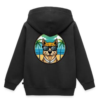 Cao De Castro Laboreiro Hunderasse Cartoon Strand - Kinder Premium Organic Hoodie - Schwarz - Hinten - AI Model Kid Male (0cm)