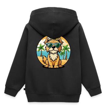 Briquet Griffon Vendeen Race de chien Cartoon Beach - Sweat Premium à capuche enfant bio - noir - Dos - AI Model Kid Male (0cm)