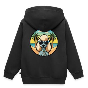 Corded Poodle Dog Breed Cartoon Sunglasses Beach - Kids Premium Organic Hoodie - black - Back - AI Model Kid Male (0cm)