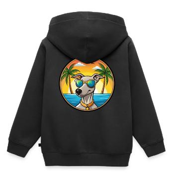 Lurcher Hunderasse Cartoon Sonnenbrille Strand - Kinder Premium Organic Hoodie - Schwarz - Hinten - AI Model Kid Male (0cm)