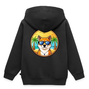 Shih Poo Chien Race Dessin Animé Lunettes De Soleil Plage - Sweat Premium à capuche enfant bio - noir - Dos - AI Model Kid Male (0cm)