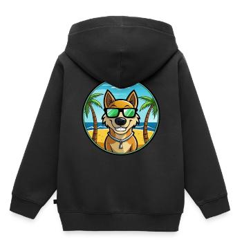 Alano Español Chien Race Dessin animé Lunettes de soleil Plage - Sweat Premium à capuche enfant bio - noir - Dos - AI Model Kid Male (0cm)