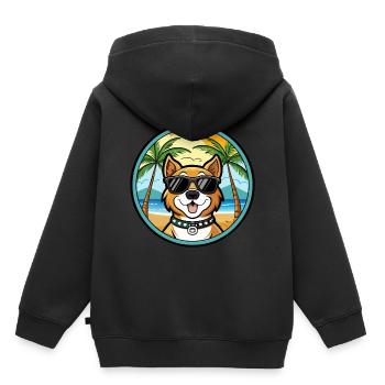 Cao De Castro Laboreiro Race De Chien Dessin Animé Plage - Sweat Premium à capuche enfant bio - noir - Dos - AI Model Kid Male (0cm)