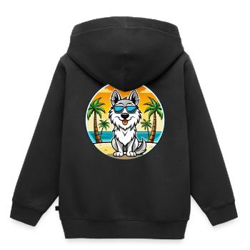 Lunettes de soleil de race de chien de berger des Carpates - Sweat Premium à capuche enfant bio - noir - Dos - AI Model Kid Male (0cm)