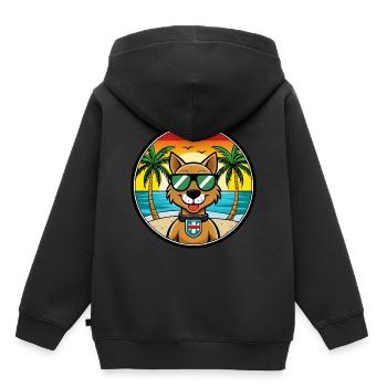 Portuguese Watchdog Breed Cartoon Sunglasses Beach - Kids Premium Organic Hoodie - black - Back - AI Model Kid Male (0cm)