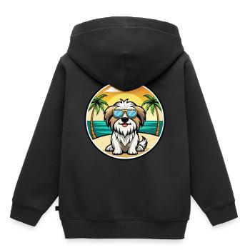 Tibetische Kyi Apso Hunderasse Cartoon Sonnenbrille Strand - Kinder Premium Organic Hoodie - Schwarz - Hinten - AI Model Kid Male (0cm)