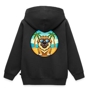 Tibetische Dogge Hunderasse Cartoon Sonnenbrille Strand - Kinder Premium Organic Hoodie - Schwarz - Hinten - AI Model Kid Male (0cm)