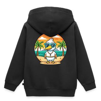 Lunettes de soleil de plage d’été de dessin animé drôle d’oie - Sweat Premium à capuche enfant bio - noir - Dos - AI Model Kid Male (0cm)