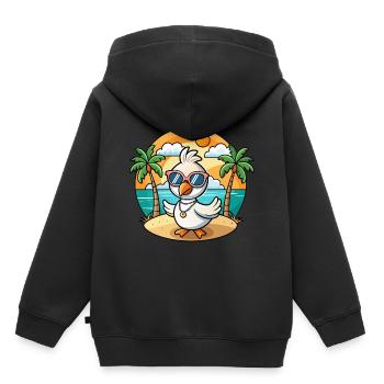 Lunettes de soleil de plage d’été de dessin animé drôle de cygne - Sweat Premium à capuche enfant bio - noir - Dos - AI Model Kid Male (0cm)