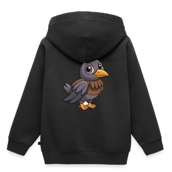 Krähe Niedliche Maskottchen Zeichentrickfigur Kawaii - Kinder Premium Organic Hoodie - Schwarz - Hinten - AI Model Kid Male (0cm)