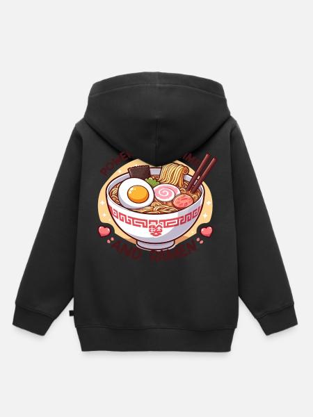 Powered By Anime And Ramen - Kinder Premium Organic Hoodie - Schwarz