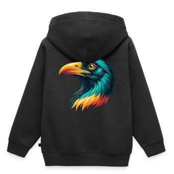 Krähe Niedliches Kawaii Cartoon Clipart Tier Gesicht - Kinder Premium Organic Hoodie - Schwarz - Hinten - AI Model Kid Male (0cm)