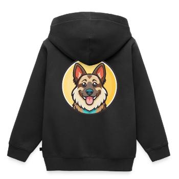 Race de chien de berger des Carpates, dessin animé amusant Kawaii - Sweat Premium à capuche enfant bio - noir - Dos - AI Model Kid Male (0cm)