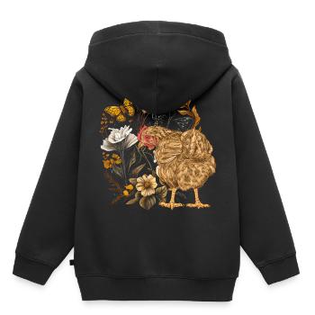 Huhn Hühner Henne Natur Tierfreund tierlieb - Kinder Premium Organic Hoodie - Schwarz - Hinten - AI Model Kid Male (0cm)