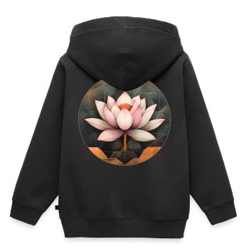 Lotusblüte - Kinder Premium Organic Hoodie - Schwarz - Hinten - AI Model Kid Male (0cm)